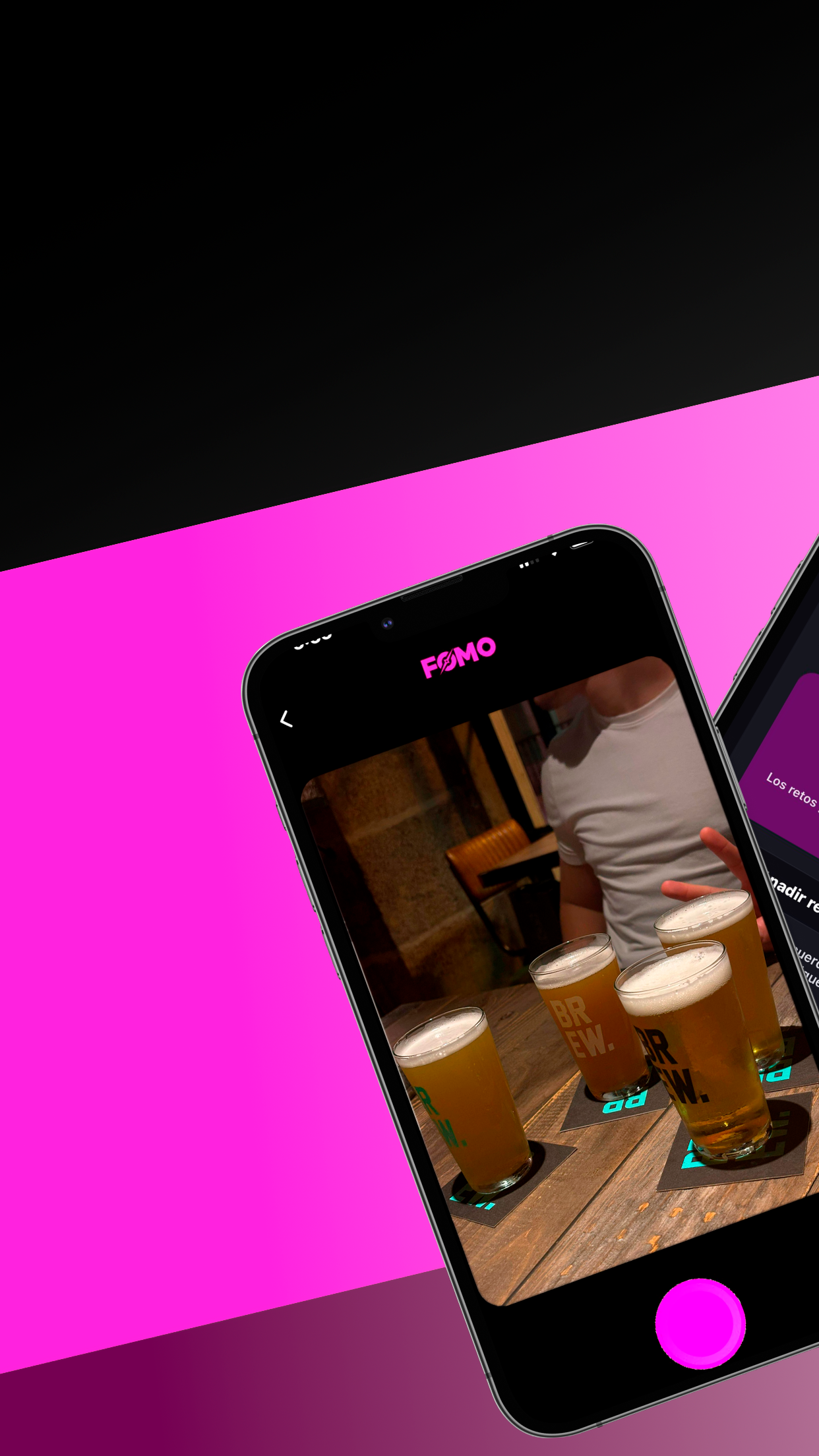 FOMO — mockup promocional, panel 3 de 4