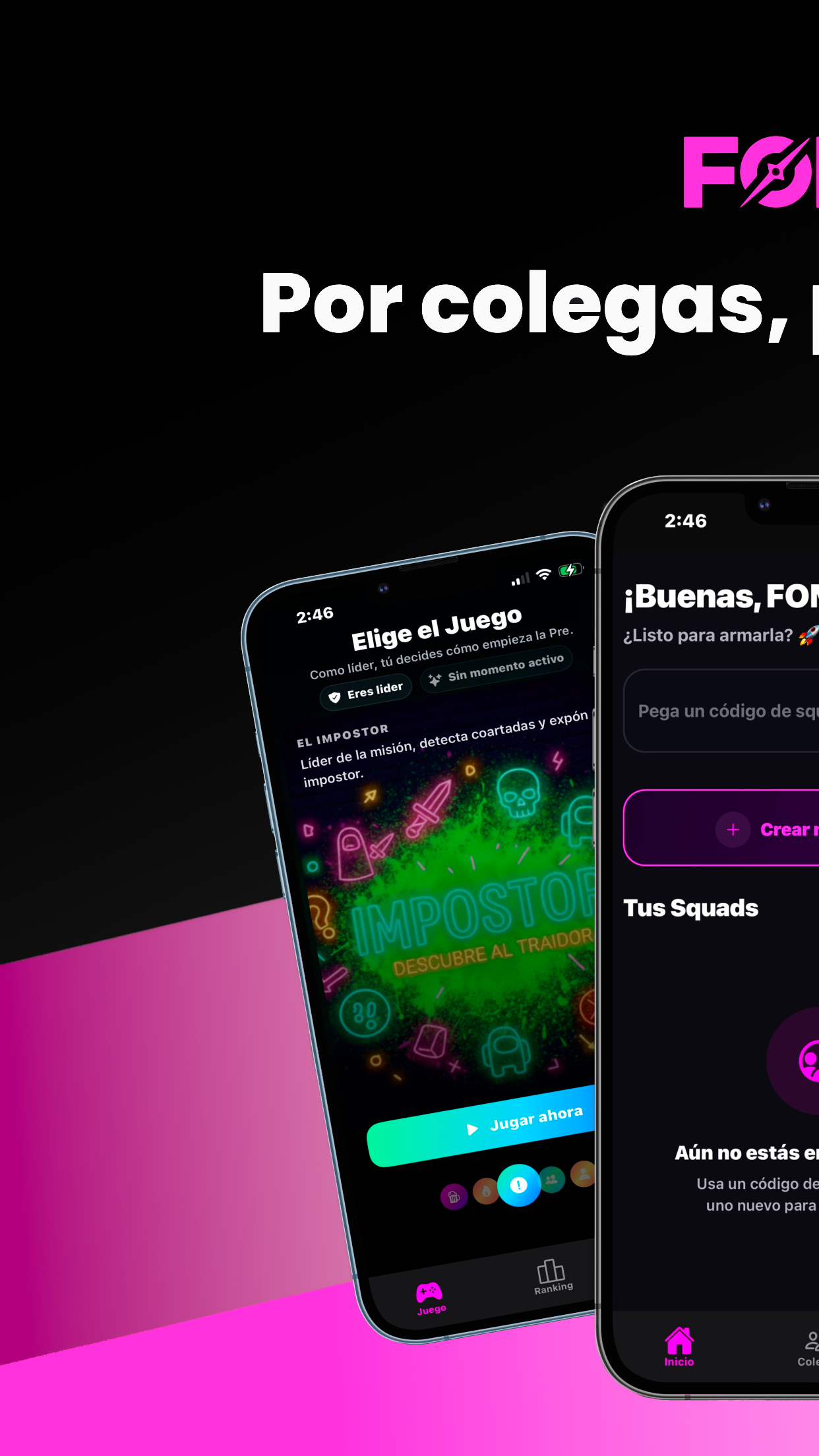 FOMO — mockup promocional, panel 1 de 4
